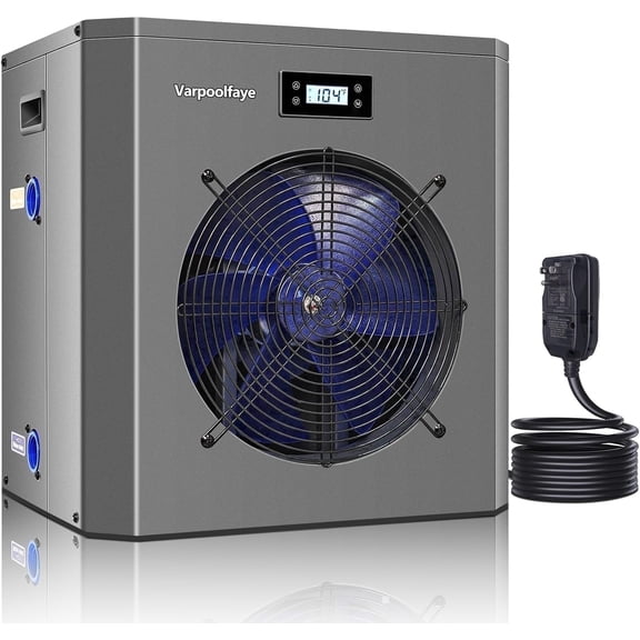 16000 BTU Swimming Pool Heat Pump 5000 Gallon Electric Pool Heater for Above Ground Pool 5KW Heating or Cooling WiFi Control Timer Pool Heater 120V 60Hz