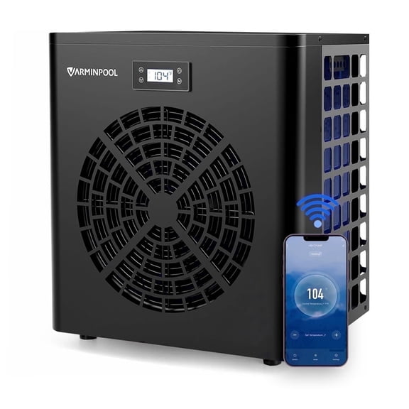 Varminpool Pool Heat Pump 16000 BTU 5400 Gallon Electric for Above Ground Pool with WiFi Control Timer Heating or Cooling