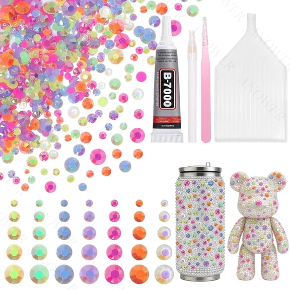 16000 Pcs Mixed Light Color Resin Flatback Rhinestones for Bedazzling Kit, 2-6mm Flatback Resin Gems for Crafting, Bedazzling Kit for Crafts DIY Face Makeup Tumblers