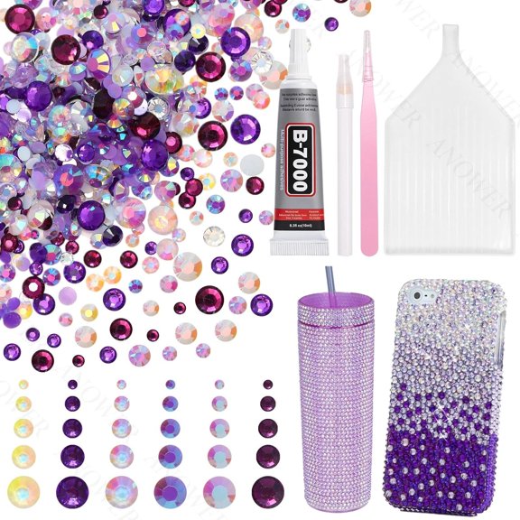 16000 count Mixed Purple  Flatback Rhinestones for Bedazzling Kit, 2-6mm Flatback   for Crafting, Bedazzling Kit for Crafts DIY  Makeup Tumblers