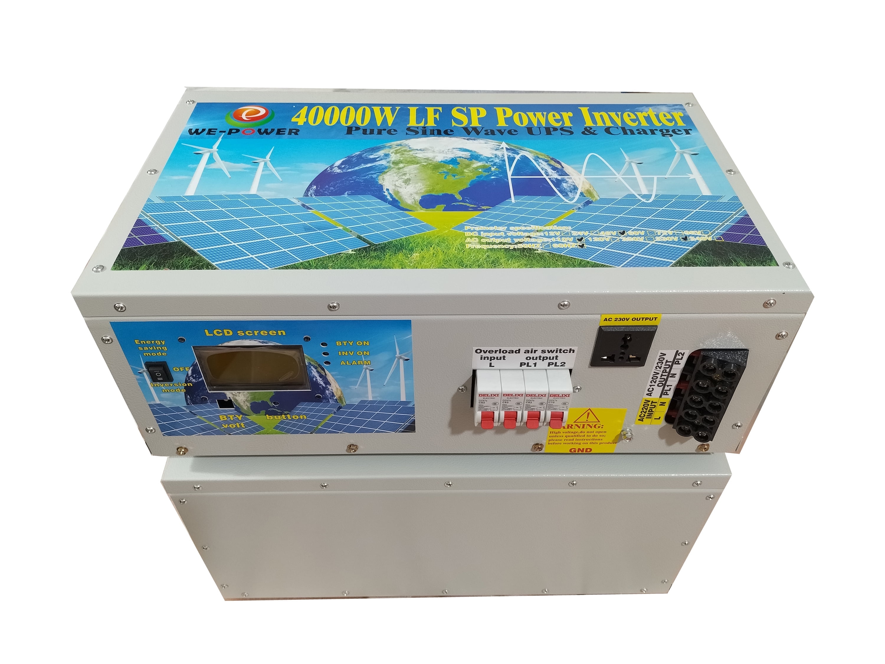 160000W Peak 40000W Power Inverter (20000W 110V Or 20000W 220V) Low Frequency Split Phase Pure Sine Wave Solar Converter 48V DC To 110V,220V AC 60Hz Frequency With UPS / Battery Charger / LCD Display