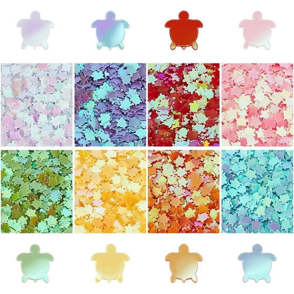 16000Pcs 8 Color Tortoise Nail Sequins Turtle Sequins Nail Art Glitter Sequins Tortoise Art Decorations