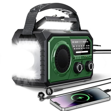 16000mAh/59200mWh Emergency Radio with Bluetooth 5.3-Hand Crank Weather Radio with Battery Powered and Fast Charging, NOAA/AM/FM Portable Solar Radio with SOS Alert Flashlight, Outdoor Survival Gear