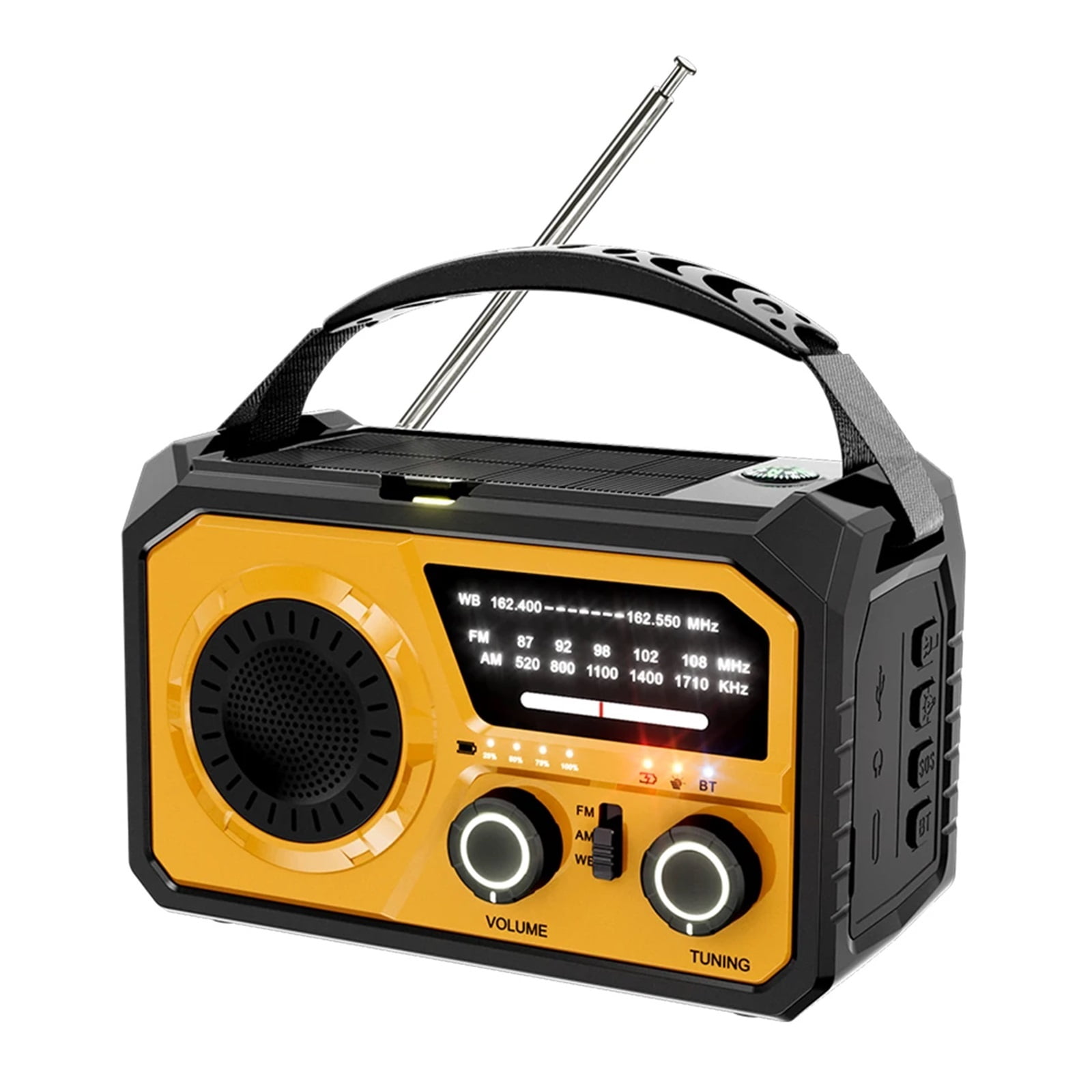 16000mah Emergency Radio Solar Hand Crank Radio With BT LED Flashlight Power Bank SOS Alarm AM/FM Portable Radio