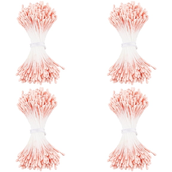 1600PCS Double Heads Floral Stamens Pearl Flower Stamen Handmade Pistil Light Salmon Artificial Flores Pearlized Floral Pollens for Flower Card