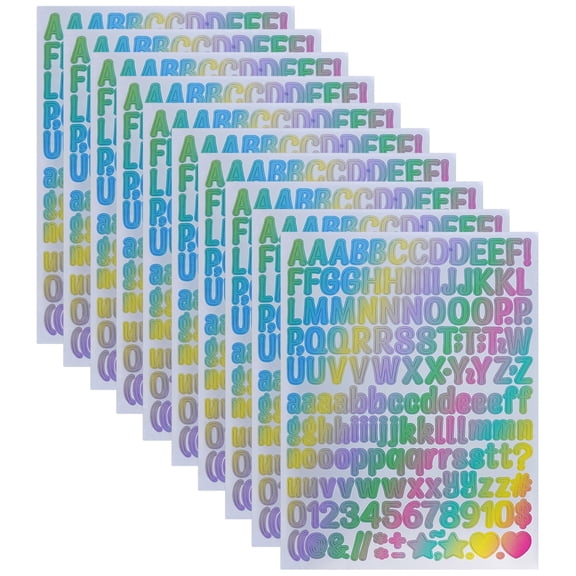 1600PCS Puffy Alphabet Stickers, 10 Sheets Rainbow Gradient 3D Letter Number & Symbol Stickers for Scrapbooking, Journaling, Cards, Classroom Rewards & Crafts
