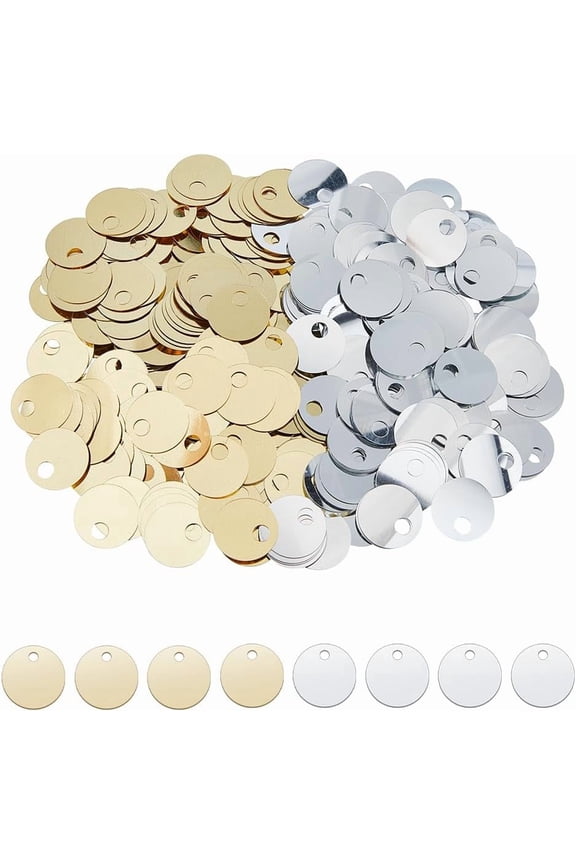 1600Pcs 2 Colors 19mm Flat Round Sequin Paillettes Plastic Large Hole Sequins Gold Silver Metallic Sequins Large Loose Sequin for DIY Sewing Embroidery Earrings Crafts