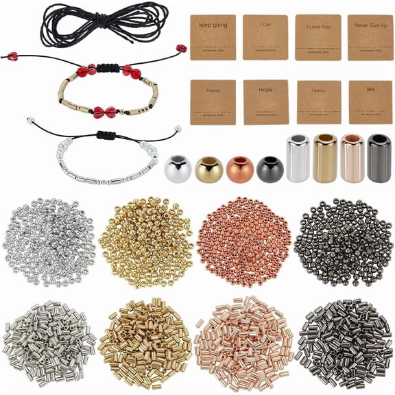 1600Pcs 8 Styles Plastic Beads Eco-Friendly Electroplated Beads Round with 2 Bundles Cotton Cords and 8Pcs Display Cards Mixed Color 3mm for DIY