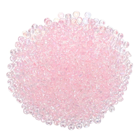 1600Pcs Glass Seed Beads, 4mm 6/0 Loose Mini Beads with Hole, Bulk Craft Spacer for Jewelry Making, Pink AB
