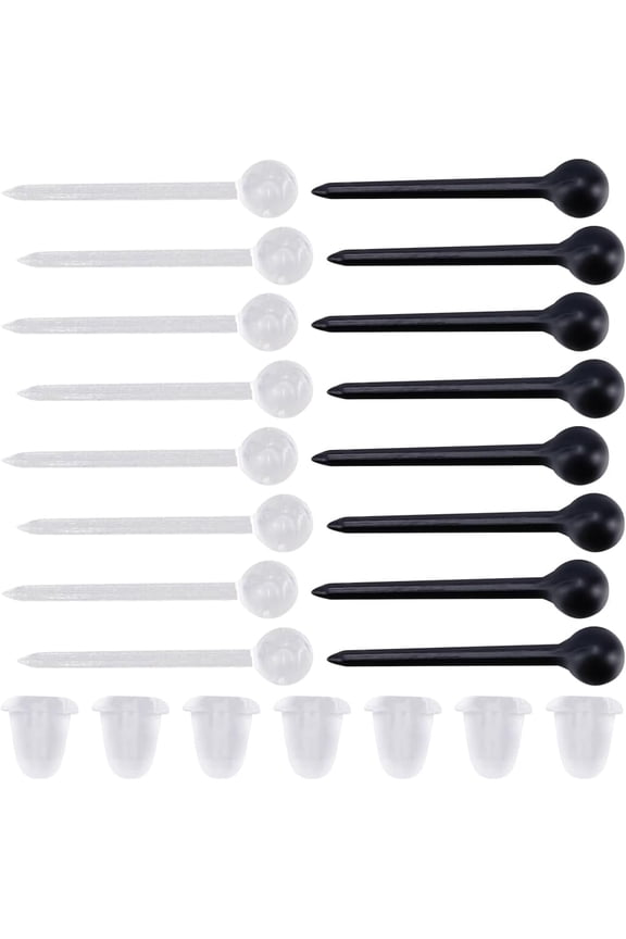 1600Pcs Plastic Post Earring Kit Stud Earring Findings Clear Black Invisible Replacements Ball Head Blank Pins Studs with Ear Nuts Backs for Jewelry Making Earrings DIY Crafts Accessories