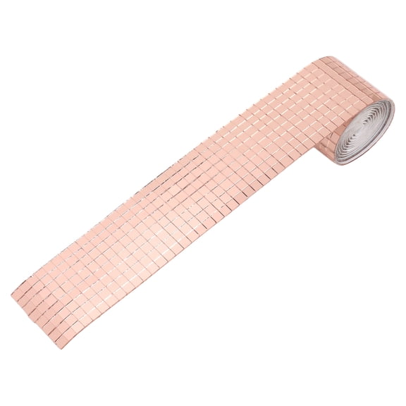 1600Pcs Self Adhesive Glass Mirror Mosaic Tiles Square Stickers for Home Wall DIY Crafts Decoration Rose Gold 39.37 inches / 100 cm