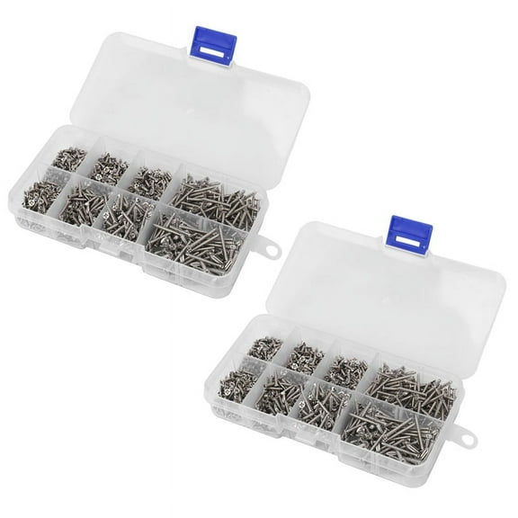 NEW 1600Pcs Stainless Steel Self Tapping Screw Assortment Kit Lock Nut Wood Thread Nail Sets M2