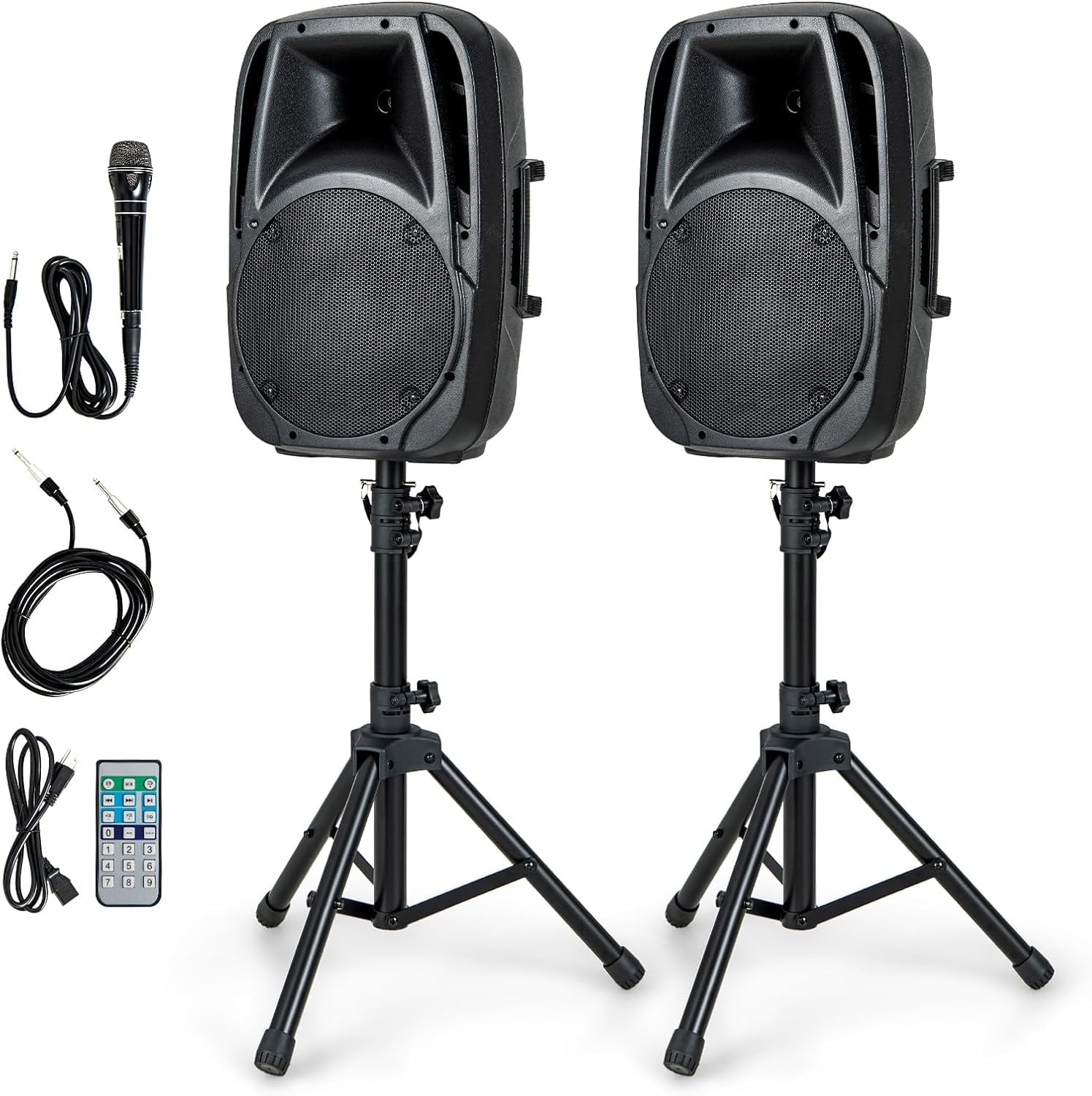 1600W 2Way Powered Speakers, Portable PA Speaker System with 2 Speaker