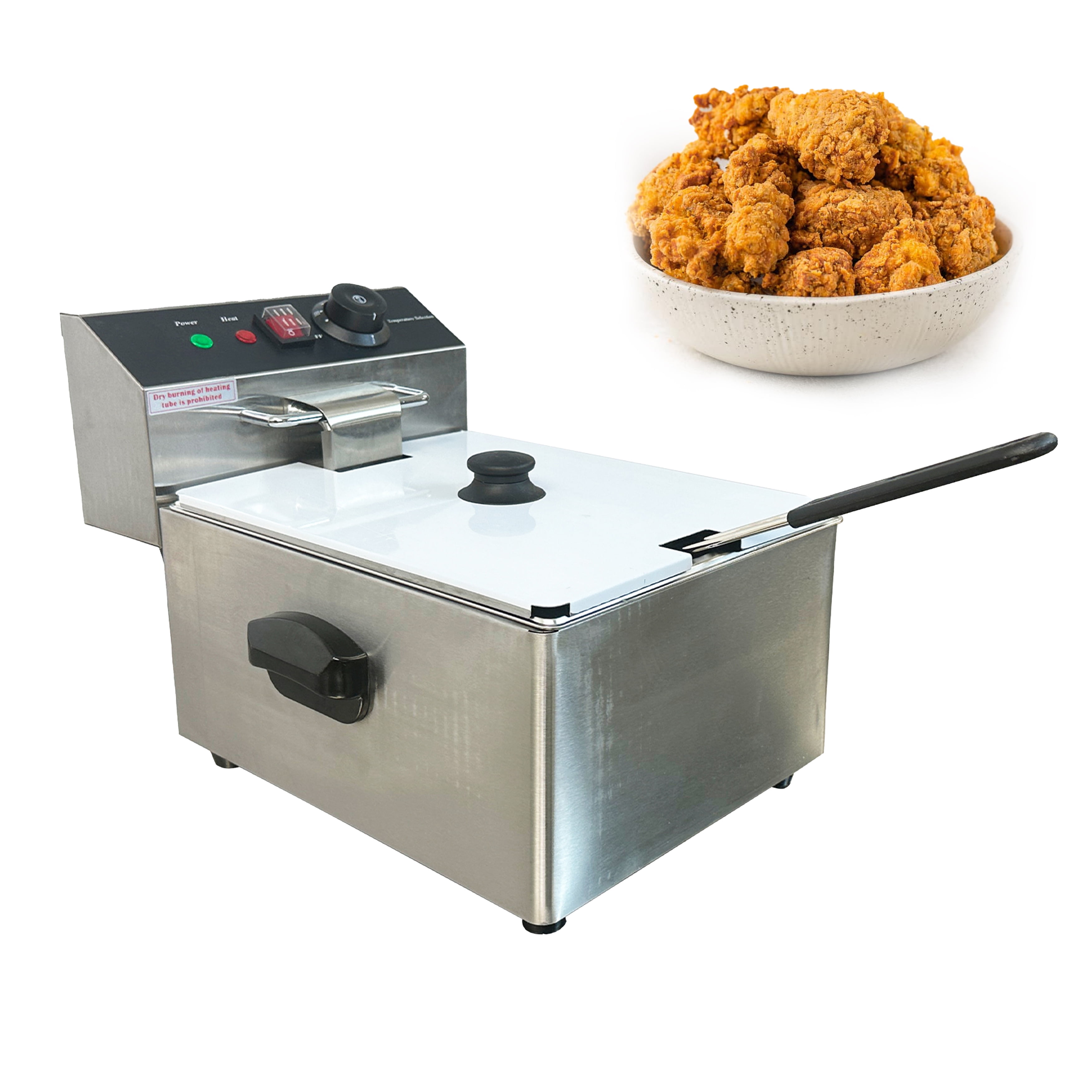 1600W Commercial Electric Deep Fryer 6L Stainless Steel, Silver NSF Certified 110V