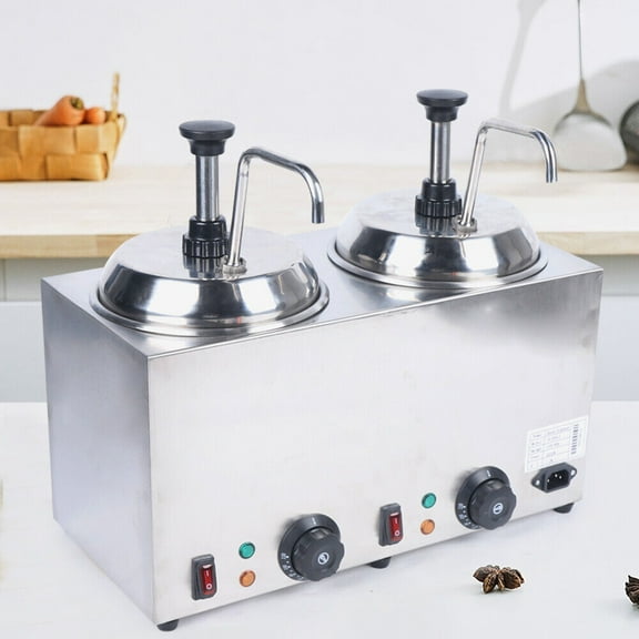 1600W Commercial Hot Fudge Warmer Nacho Cheese Sauce Warmer w/ Pump Dispenser