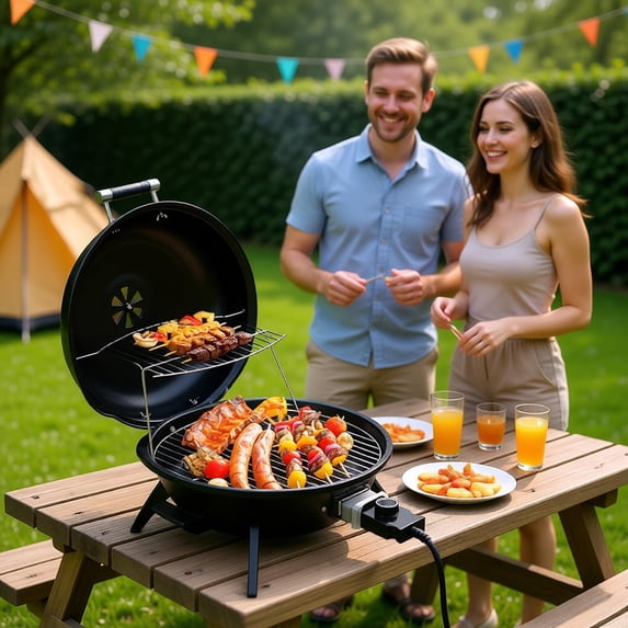 1600W Electric Countertop BBQ Grill Portable Double Layer Indoor ...