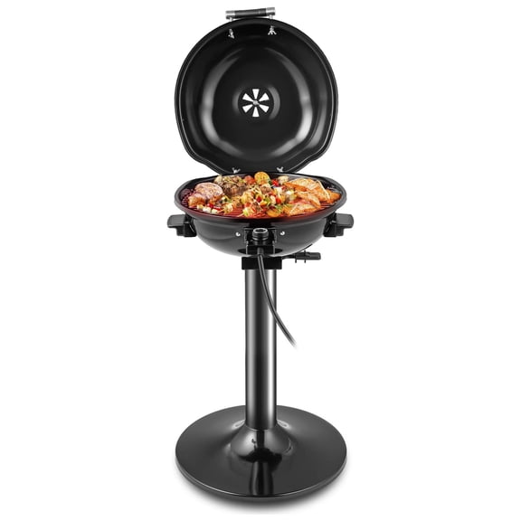 1600W Electric Grill - Portable BBQ Grill for Outdoor Indoor Use, 15-Serving, Adjustable Temp, Non-Stick, Stand Grill for Patio, Balcony, Kitchen