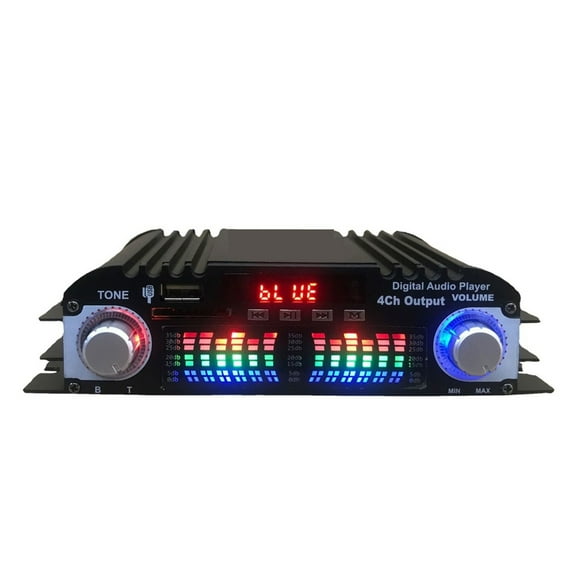 1600W HiFi Digital Stereo Amplifier, 4 Channel Mini Audio Amp with Bluetooth, USB, AUX, FM Radio ,Multi-Functional