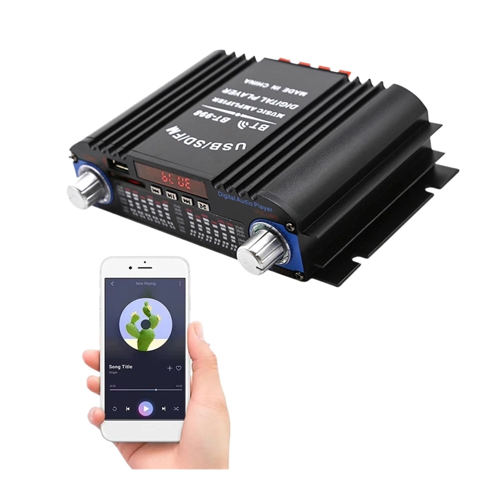 1600W Power HiFi Sound Amplifier 400Wx4 Digital 4 Channel Amplifier USB Bluetooth FM Radio Player &Wireless Remote