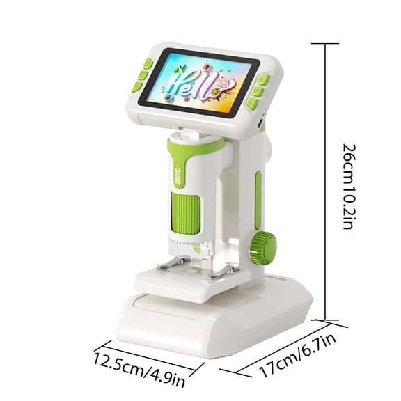1600X Kids Digital Microscope with 4-Inch 1080P Screen, Rechargeable Handheld Science Microscope with 6 LED Lights and Slides, Green