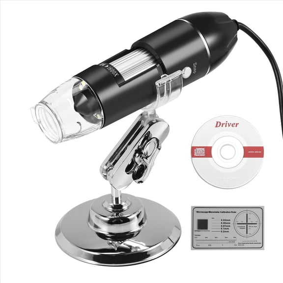 1600X USB Digital Microscope Camera, Adjustable Magnification Endoscope with Desktop Bracket for Inspection