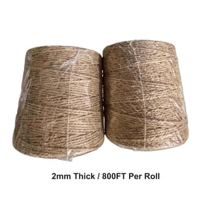 1600ft Natural Jute Twine, 2mm 2-Pack Heavy Duty Garden Twine String, 800ft Per Roll Eco-Friendly Craft Rope for Gardening, Packing, and DIY Projects