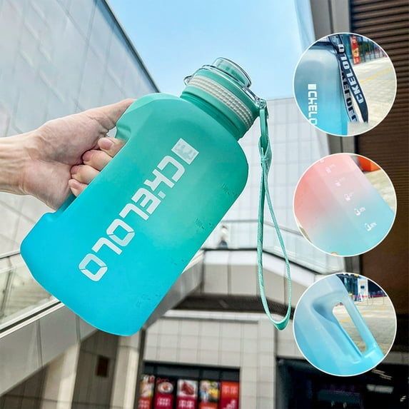1600ml Large Capacity Sports Water Bottle with Tea Infuser - Frosted Plastic Big Belly Cup with Portable Drawstring for Outdoor Activities, Travel, Daily Use