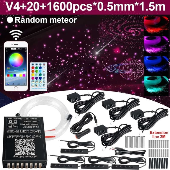 1600pcs 0.02in 4.9ft Starlight Headliner Kit Fiber Optic Strands Star Roof Light