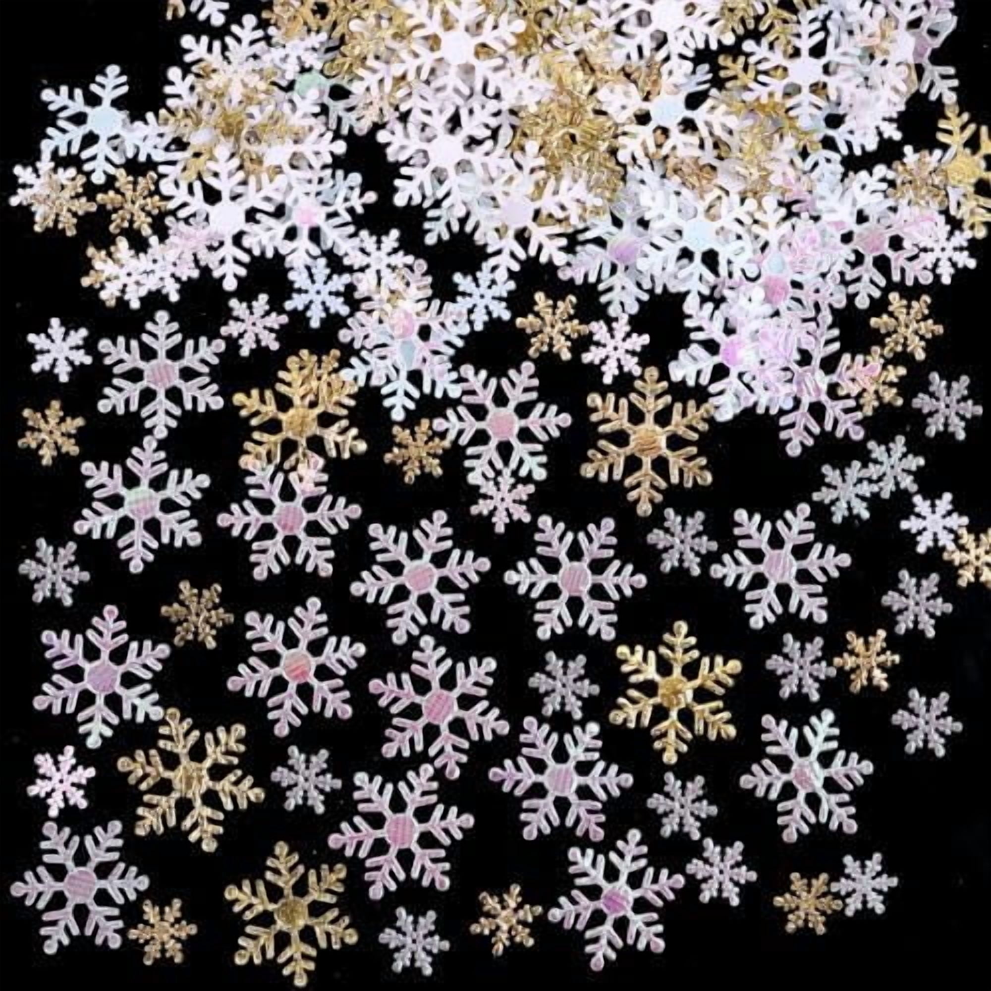 1600pcs Christmas Snowflakes Confetti, Golden Glitter Snowflakes ...