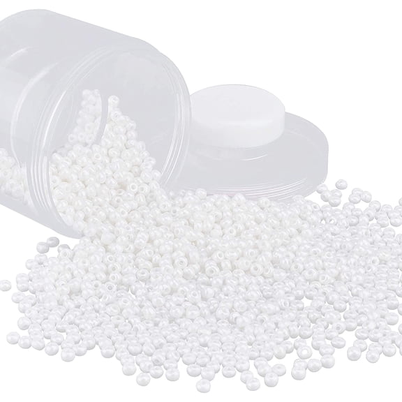 1600pcs Glass Seed Beads 4mm Round Pony Beads White Mini Beads Loose Beads for Bracelet Necklace Embroidery Jewelry and Craft Making Hole 1mm for DIY