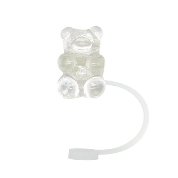 1602-941/10pcs Cartoon Bear Silicone Straw Cap For Stanley Glass Straw Protective Cover Cute Dust Cap Straw Cover 10mm