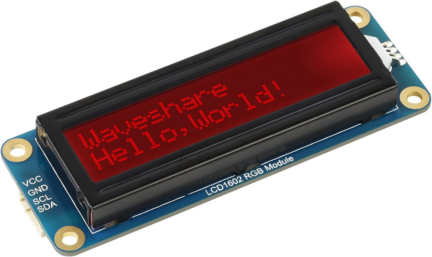 1602 LCD Display RGB Module 16x2 Characters 16M Colors RGB Backlight LCD Module, 3.3V/5V Compatible, I2C Bus, for /Pi Pico, Jetson Nano Arduino