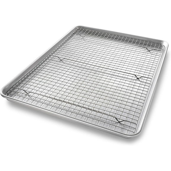 1607CR Bakeware Extra Large Sheet Baking Pan and Bakeable Nonstick Cooling Rack Set, XL, Metal