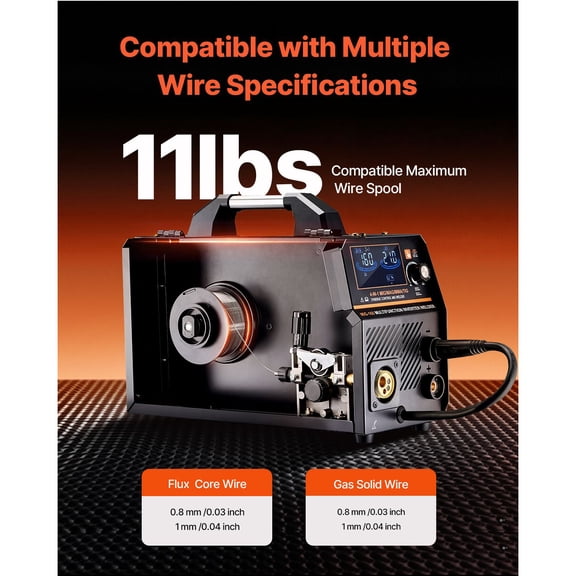 160A Multi-Process Welder, 4-in-1 MIG/Flux Core/Stick/Lift TIG Welding Machine, 110V/220V Dual Voltage IGBT Inverter with LCD Display