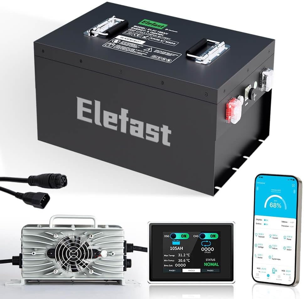 160AH 48V Lithium Battery for Golf Cart,51.2V Lifepo4 Battery with 22A Charger and Touch Monitor,Built-in 200A BMS and Bluetooth,Up to 8000 Deep Cycle,Perfect for Golf Carts