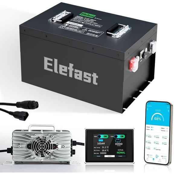 160AH 48V Lithium Battery for Golf Cart,51.2V Lifepo4 Battery with 22A Charger and Touch Monitor,Built-in 200A BMS and Bluetooth,Up to 8000 Deep Cycle,Perfect for Golf Carts