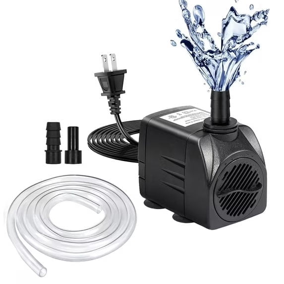 FINAQUA 160GPH Submersible Fountain Pump, Ultra Quiet 10W Water Pump for Pond, Fish Tank, Aquarium & Hydroponics