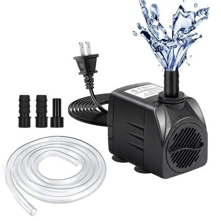FINAQUA 160GPH Submersible Fountain Pump, Ultra Quiet 10W Water Pump for Pond, Fish Tank, Aquarium & Hydroponics
