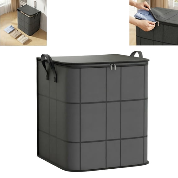 160L Foldable Clothes Storage Bin, Portable Moving Organizer for Quilts, Bedding and Garments
