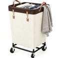 thumbnail image 1 of StorageWorks 160L Laundry Basket with Wheels, Large Rolling Hampers for Clothing Organizer, Dirty Clothes Basket for Hotel, Home, Closet, Dorm, Beige, 1 of 9