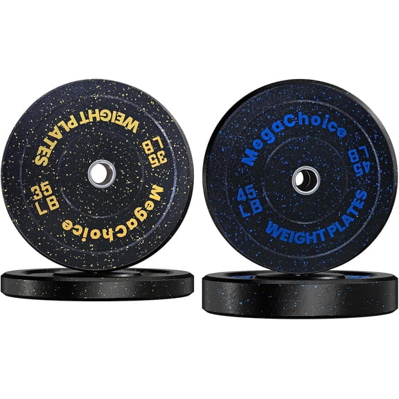 160LB Bumper Plates - 2-Inch Rubber Weight Plates for Precision Strength Training, Multiple Options Weights for Barbell, Gym Barbell Weight Set for Home & Commercial Use, 35LB*2+45LB*2