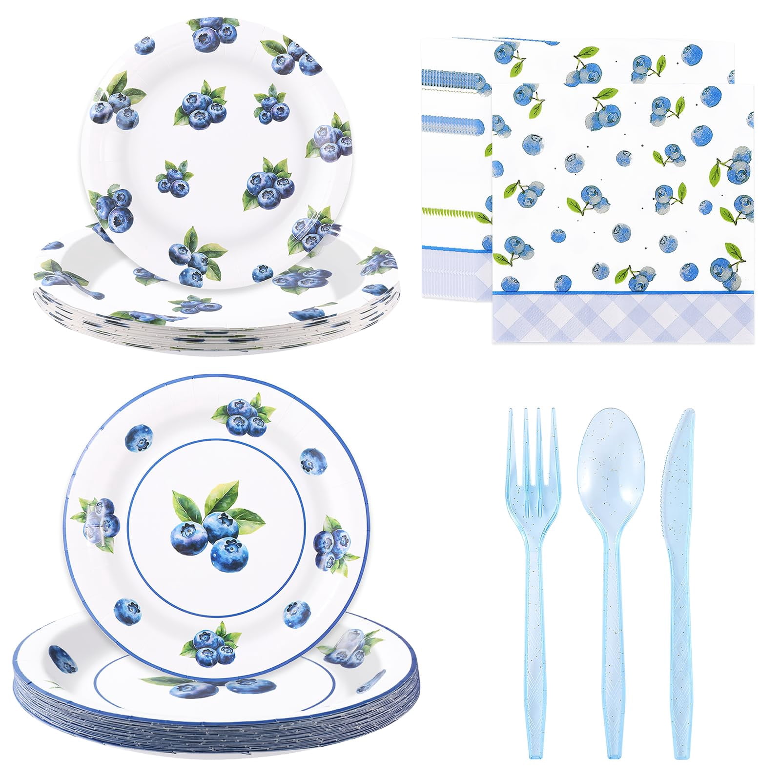 160PCS Blueberry Party Plates RRF12 Set,Blueberry Baby Shower ...