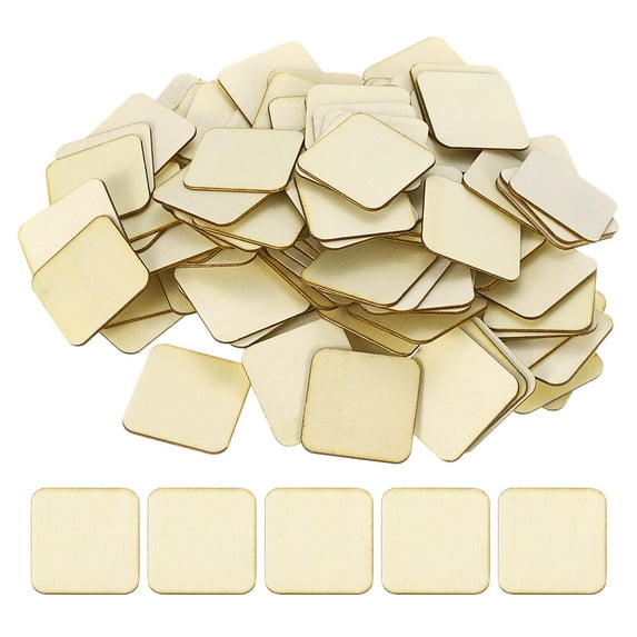 160Pack 40mm(1.6inch) Unfinished Wooden Circles Blank Square Wood Discs Cutouts