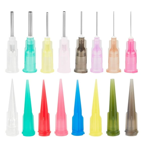 160Pcs 16 Style Plastic Fluid Precision Blunt Needle Dispense Tips Mixed Color 3~3.25x0.164~0.75cm 10pcs/style