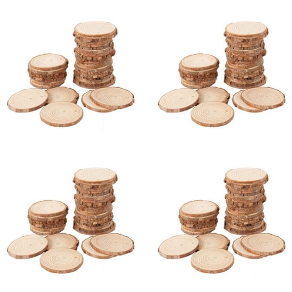 160Pcs 3-4CM Unfinished Natural Round Wood Slices Circles with Tree Bark Log Discs for Home Decoration