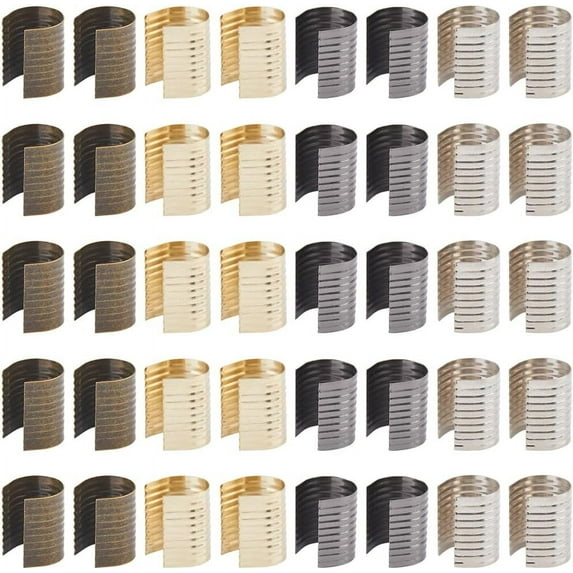 160Pcs 4 Colors Iron Fold Over Crimp Head Clips without Loop for Tassel Accessories Mixed Color 15x11.5x0.3mm Inner Diameter: 11mm 40pcs/color