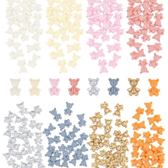 160Pcs 8 Colors Lovely Bear-Shaped Cabochons Resin Nail Salon Art Charms Little Bear Manicure Embellishments Smooth Women Manicure Jewels for DIY Crafts Nail Supplies colorful DIY