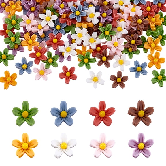 160Pcs 8 Colors Mini Resin Daisy Flowers Dollhouse Micro Landscaping Miniature Flowers Dollhouse Mini Things
