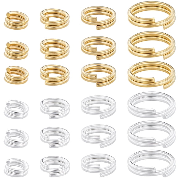 160Pcs 8 Styles Brass Split Rings Lead Free Cadmium Free Double Loops Jump Rings Golden Silver 20~24 Gauge 4~8x2mm Inner Diameter: 3~6.3mm