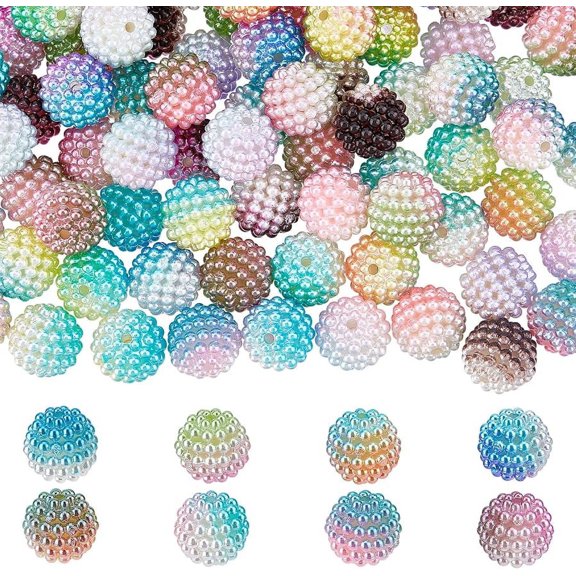 160Pcs Bubblegum Beads 12mm Berry Beads Acrylic Crystal Imitation Pearl Beaded Gradient Rondelle Spacer Large Loose Bead for Jewelry Making Beading